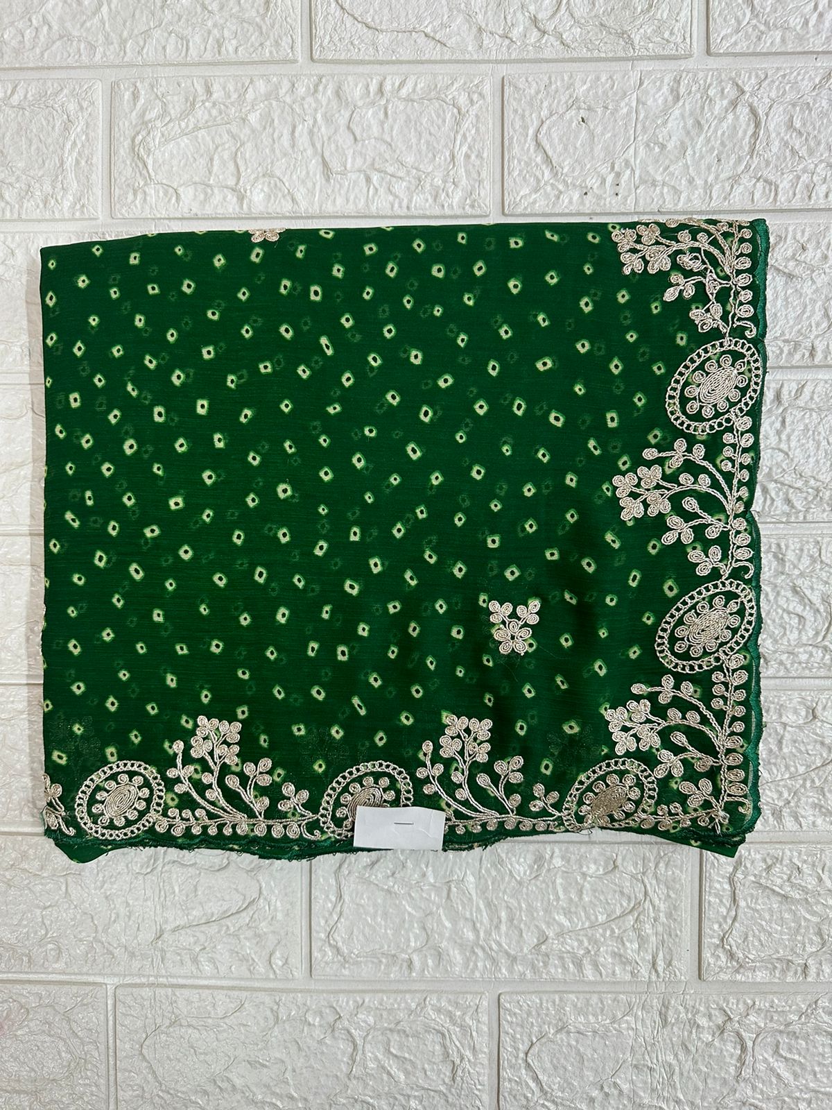 Green Bandhej Sari