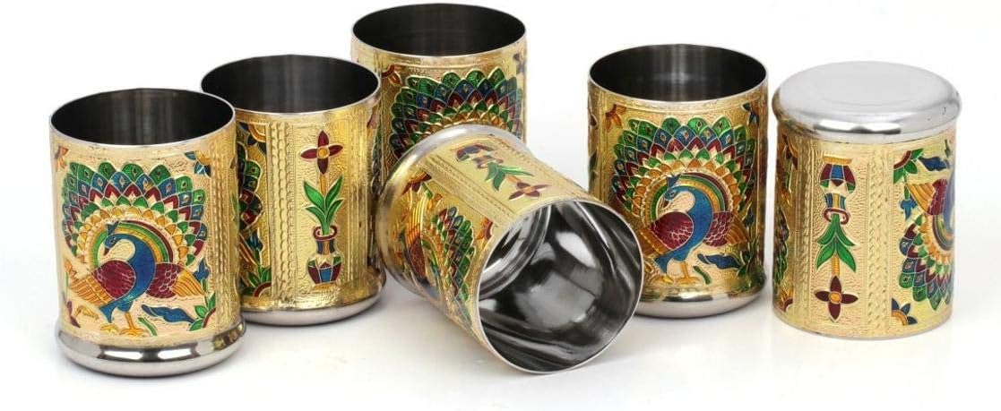 Traditional Puja Favors Meenakari Peacock Glasses