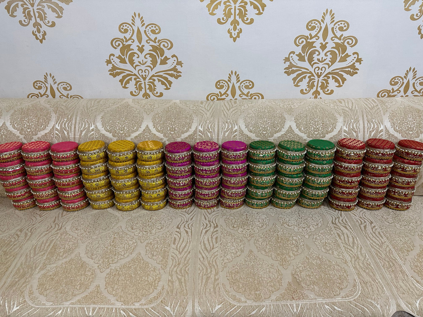 Brocade Steel Ladoo Boxes, Sweet Box, Mithai Box, Wedding Gifts For Guests