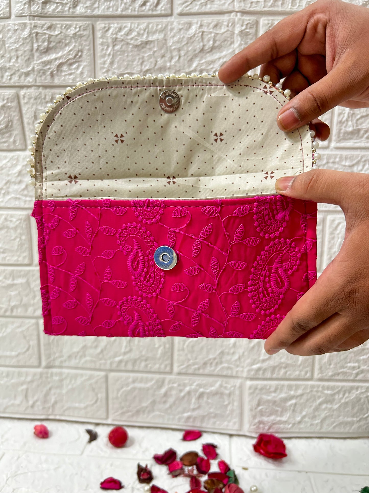 50 Pieces Chikankari Clutch Purse Women's Return Gifts, Mehndi, Sangeet, Dholki Gifts For Guests