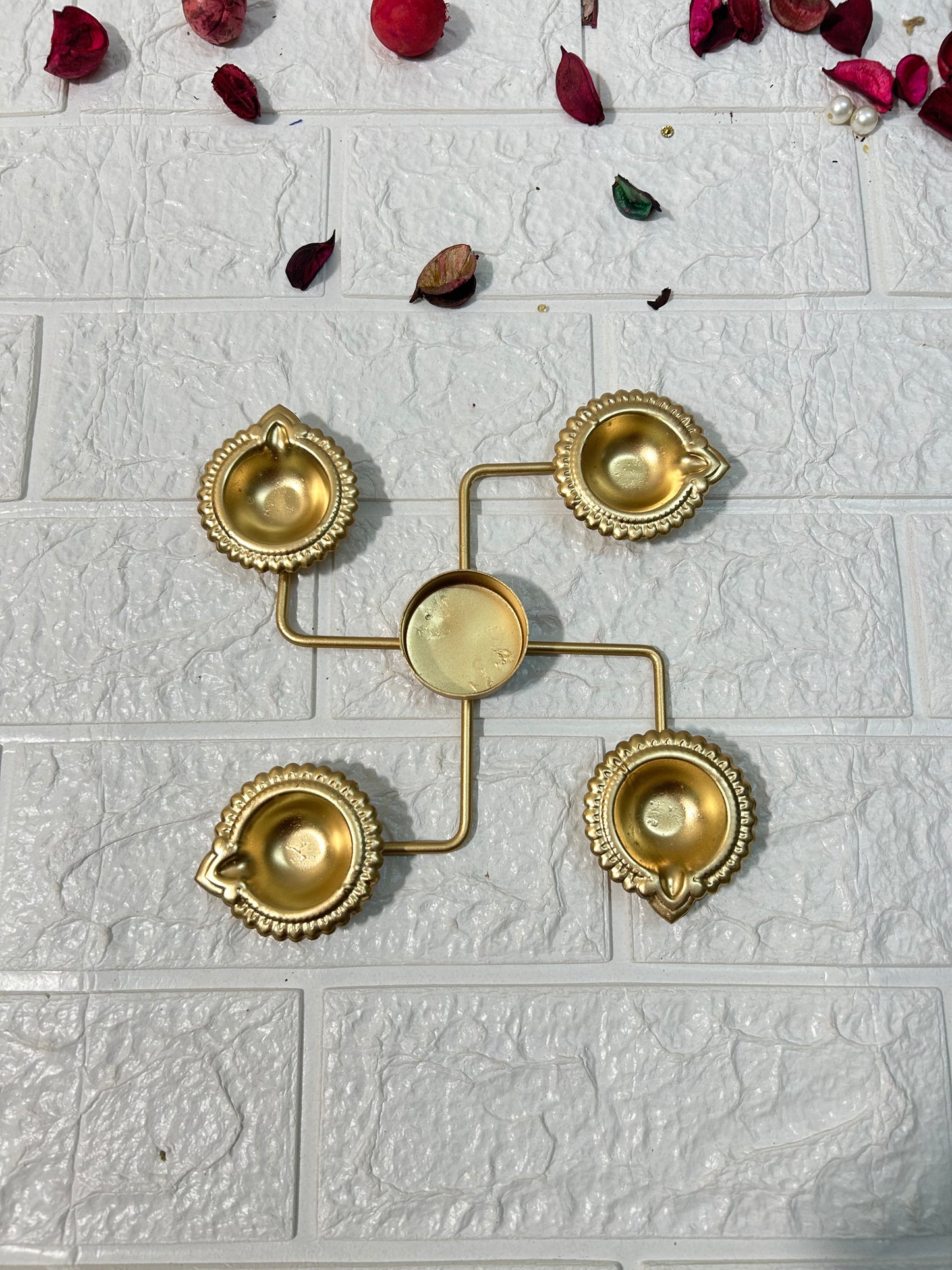 Golden Swastika Candle Holder Diya Diwali Gifts, Corporate Gifts, Wedding Favors, Puja Gifts, Return Gifts