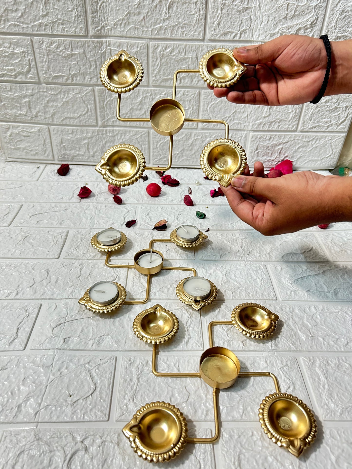 Golden Swastika Candle Holder Diya Diwali Gifts, Corporate Gifts, Wedding Favors, Puja Gifts, Return Gifts