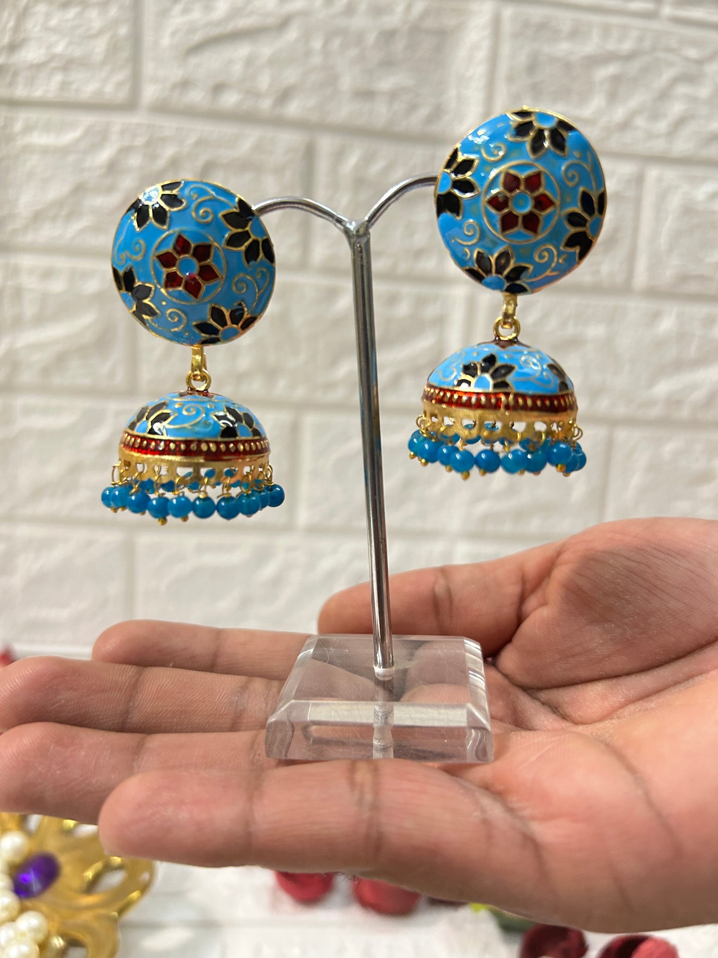 Bulk Lot Of Meenakari Jhumka Earrings, Assorted Colors, Bridesmaid Gifts, Women's Return Gifts, Wedding Favors, Mehndi Sangeet Party Gifts
