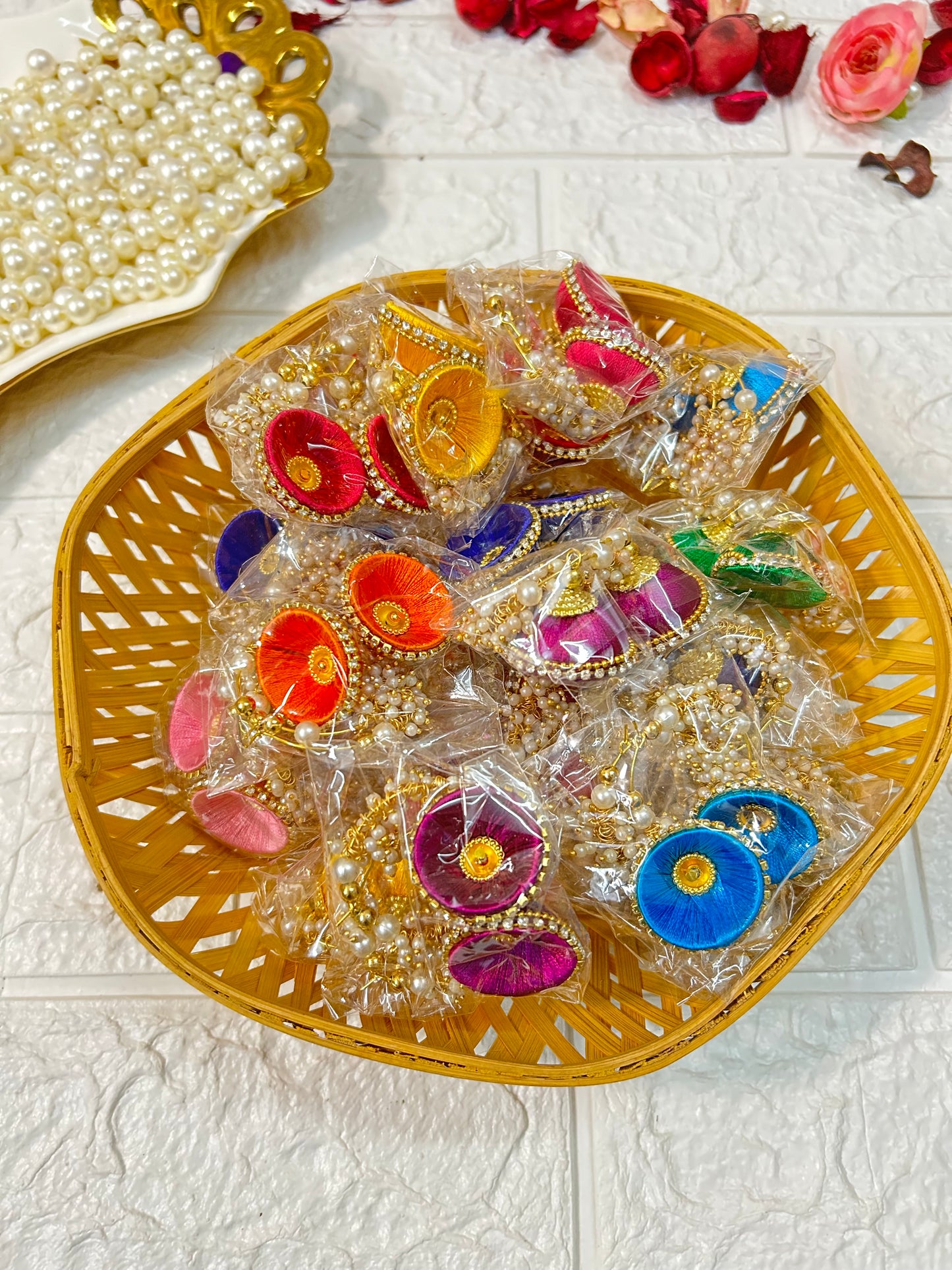 DesiTohfa Silk Thread Jhumka Earrings - Colorful Indian Jewelry