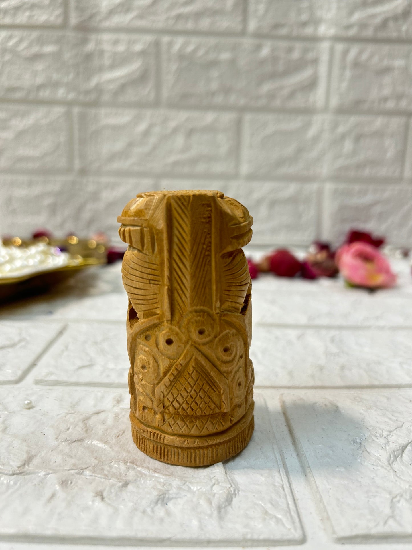 Wooden Hand Carved Ganesh Idol