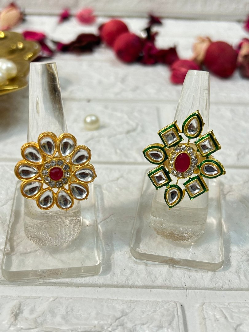 Kundan Adjustable Rings Wedding Favors Mehndi Sangeet Return Gifts For Guests Bridesmaid Gifts