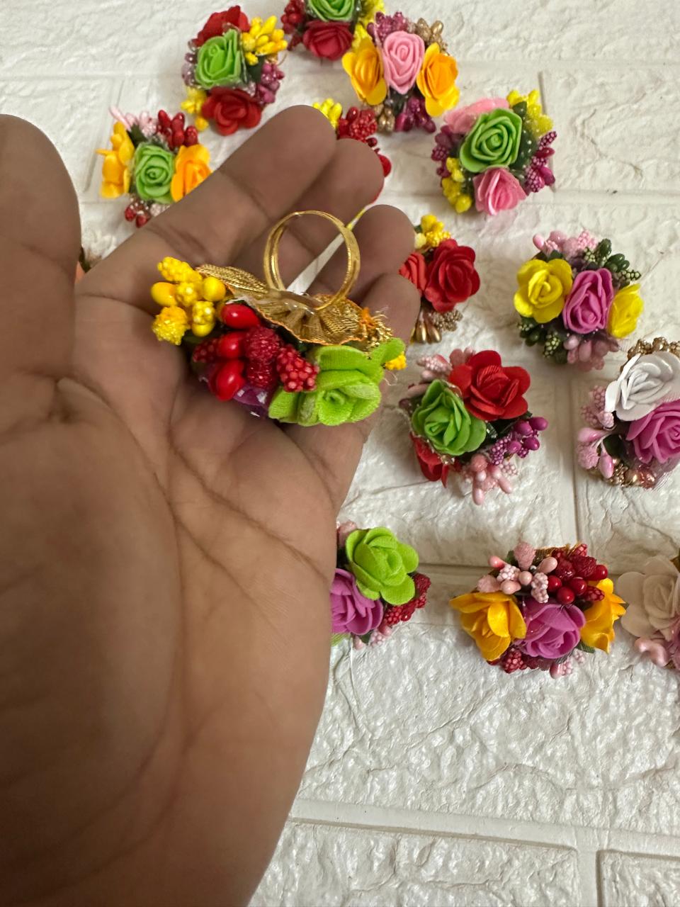 Multicolor Floral Rings Mehendi Favors