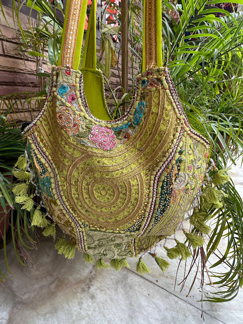Patch Work Green Bag