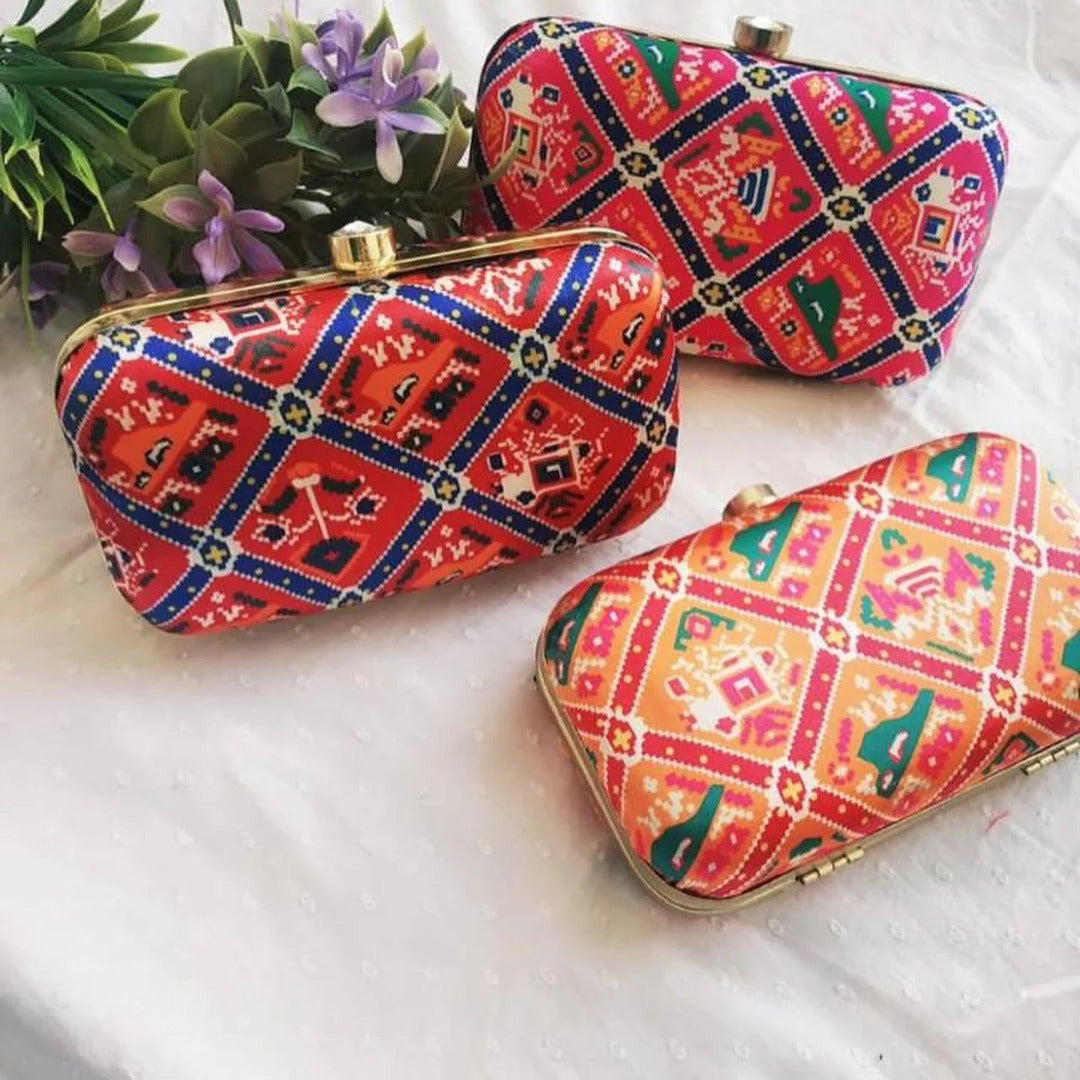 patola print clutches for women's gifts mehndi sangeet favors, wedding return gifts,housewarming gifts