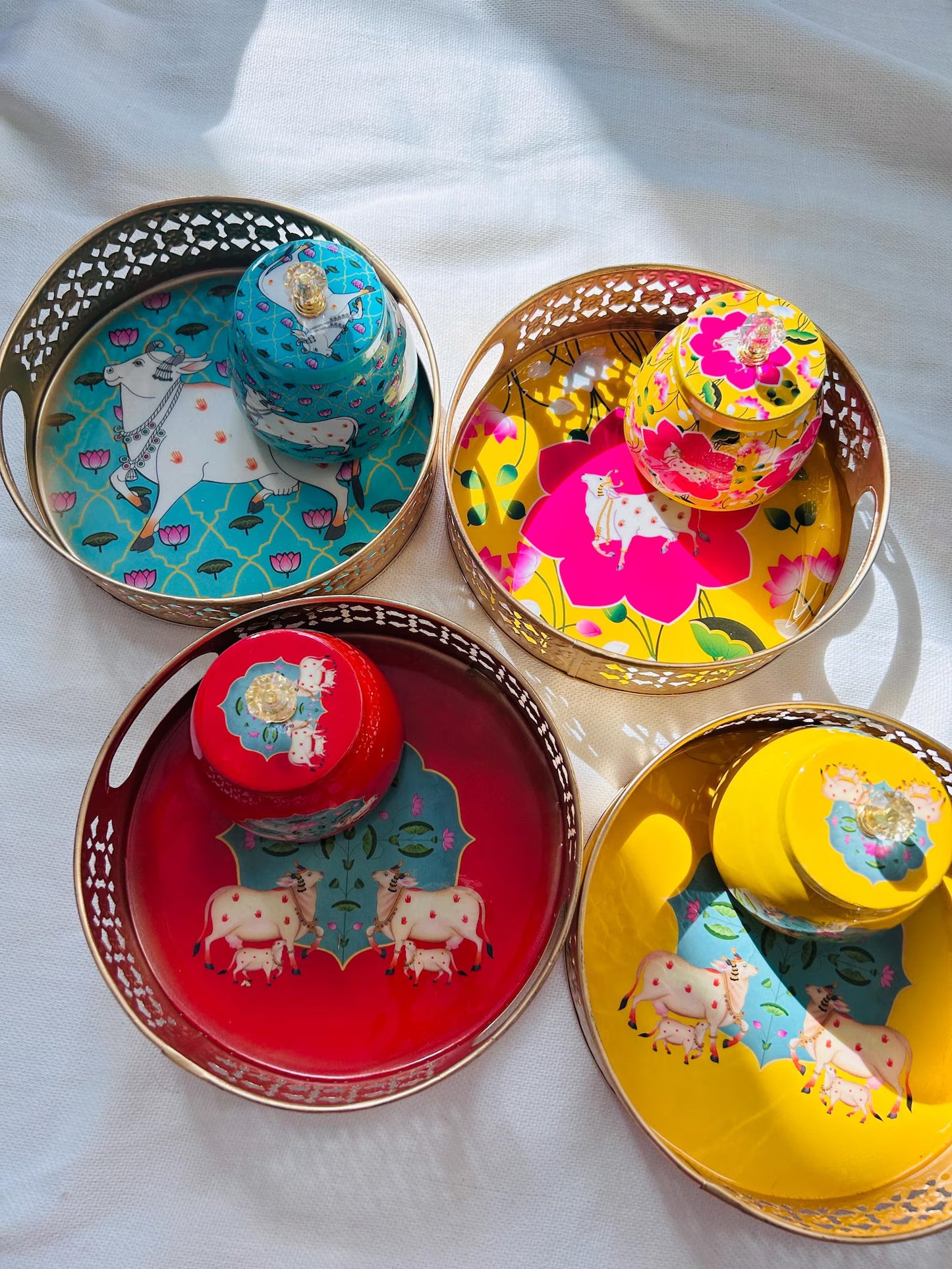 Pichwai Tray Jar Wedding Gifts