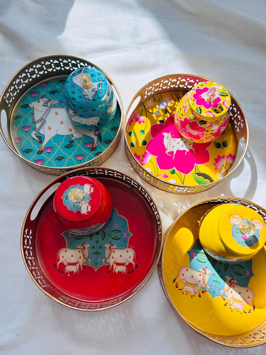 Pichwai Tray Jar Wedding Gifts