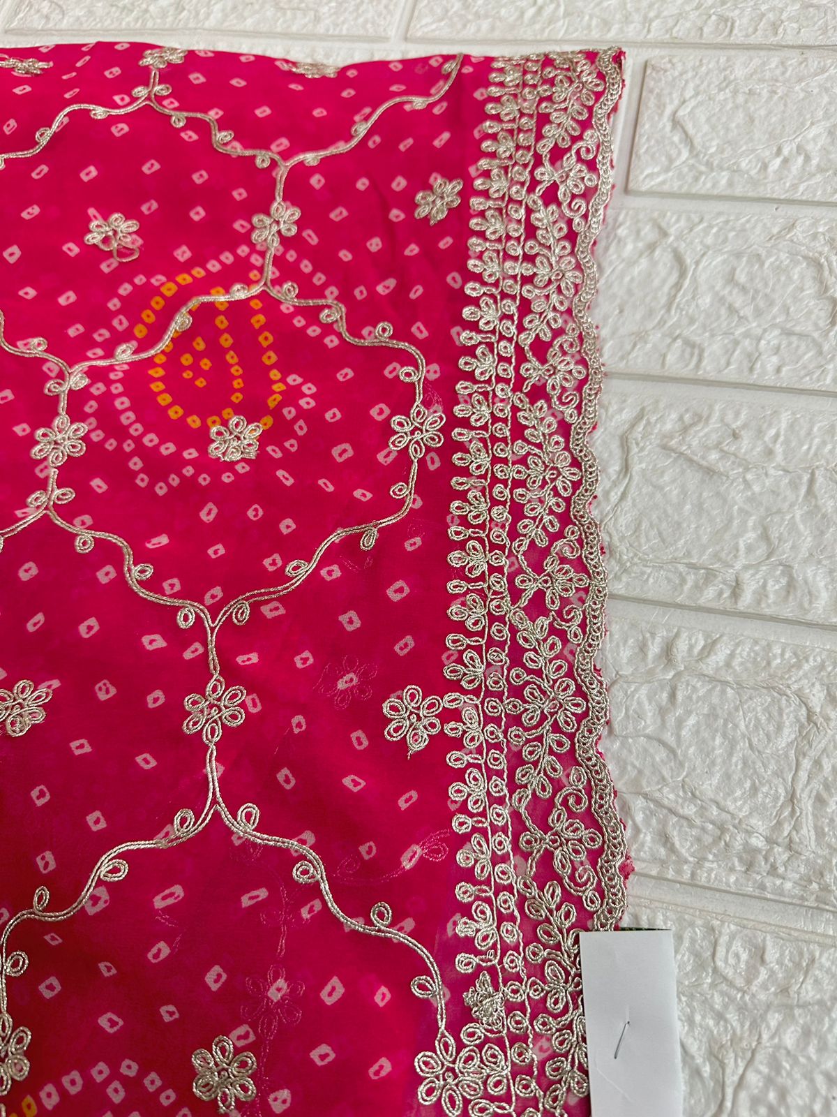 Embroidered Bandhej Party Wedding Wear Saree