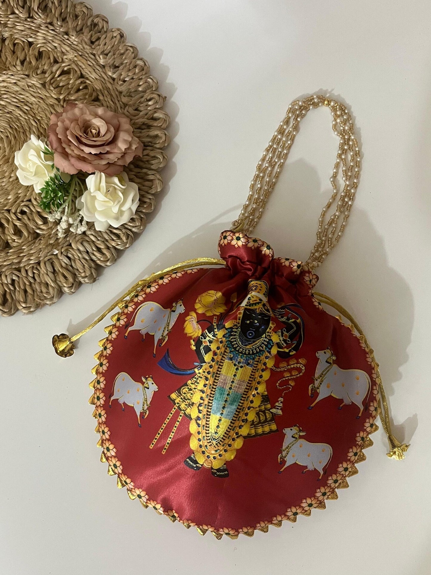 Shrinath Ji Potli Bags Women's Return Gifts Puja Favors