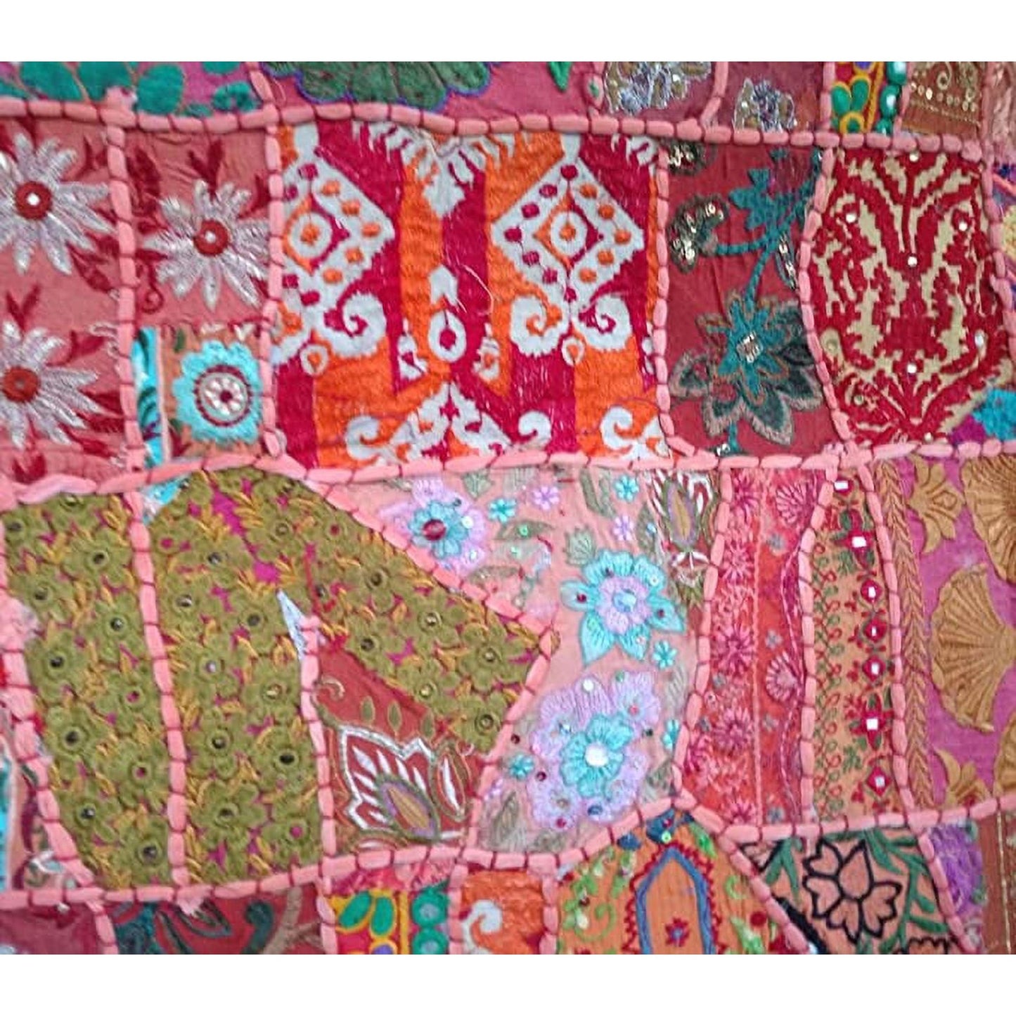 Red Embroidered Patchwork Tapestry Table runner