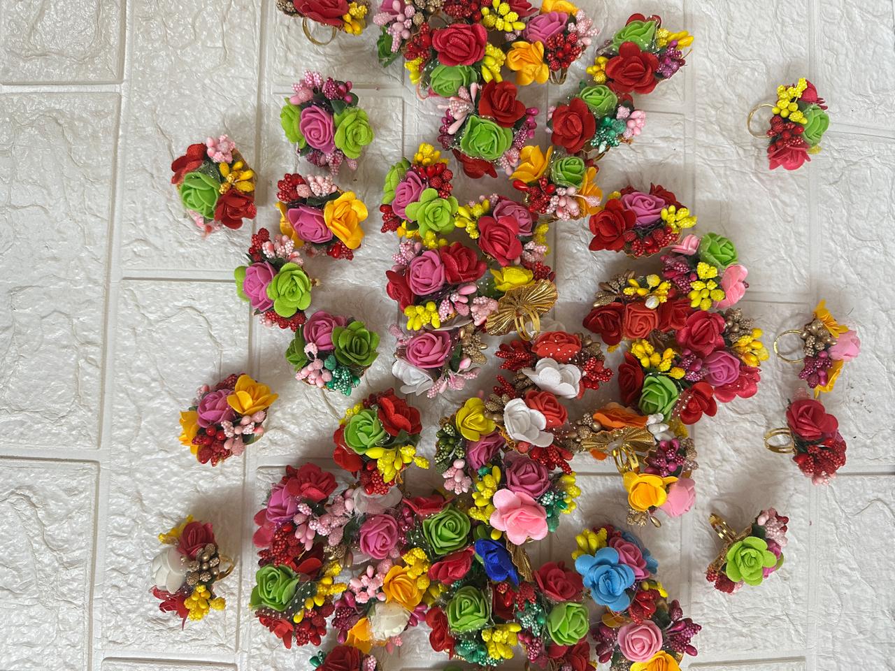 Flower Adjustable Rings Mehndi Favors
