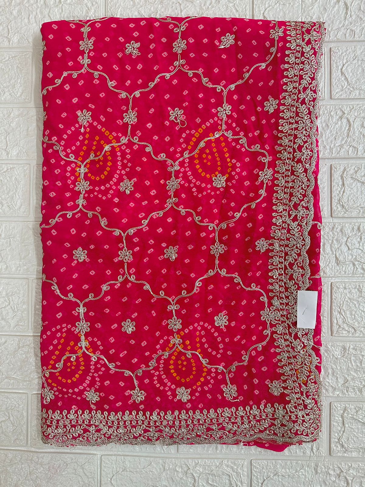 Puja Wear Bandhani Jaipuri Saree
