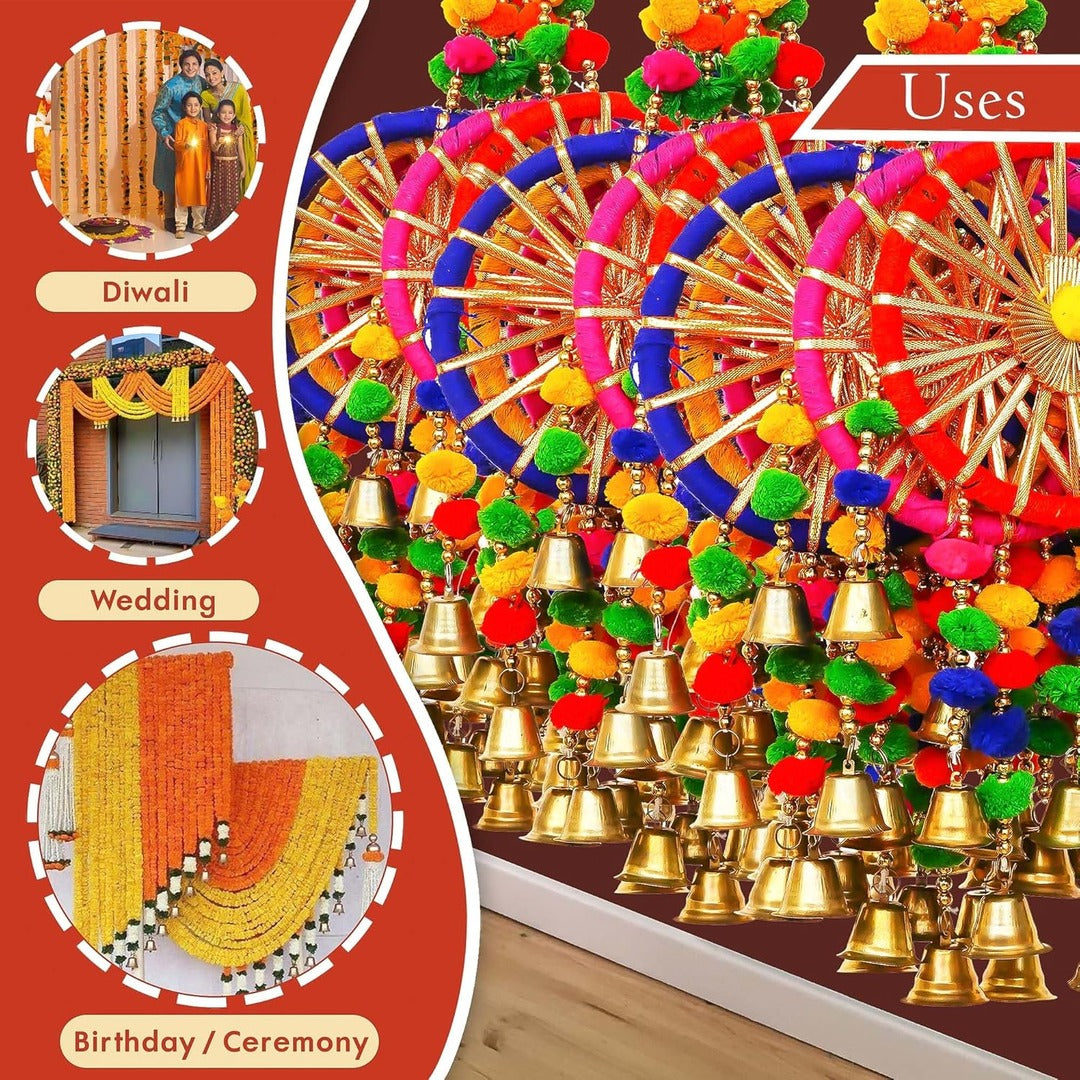 Multicolor Pom Pom Dream Catchers Wall Hangings Mehndi Decoration