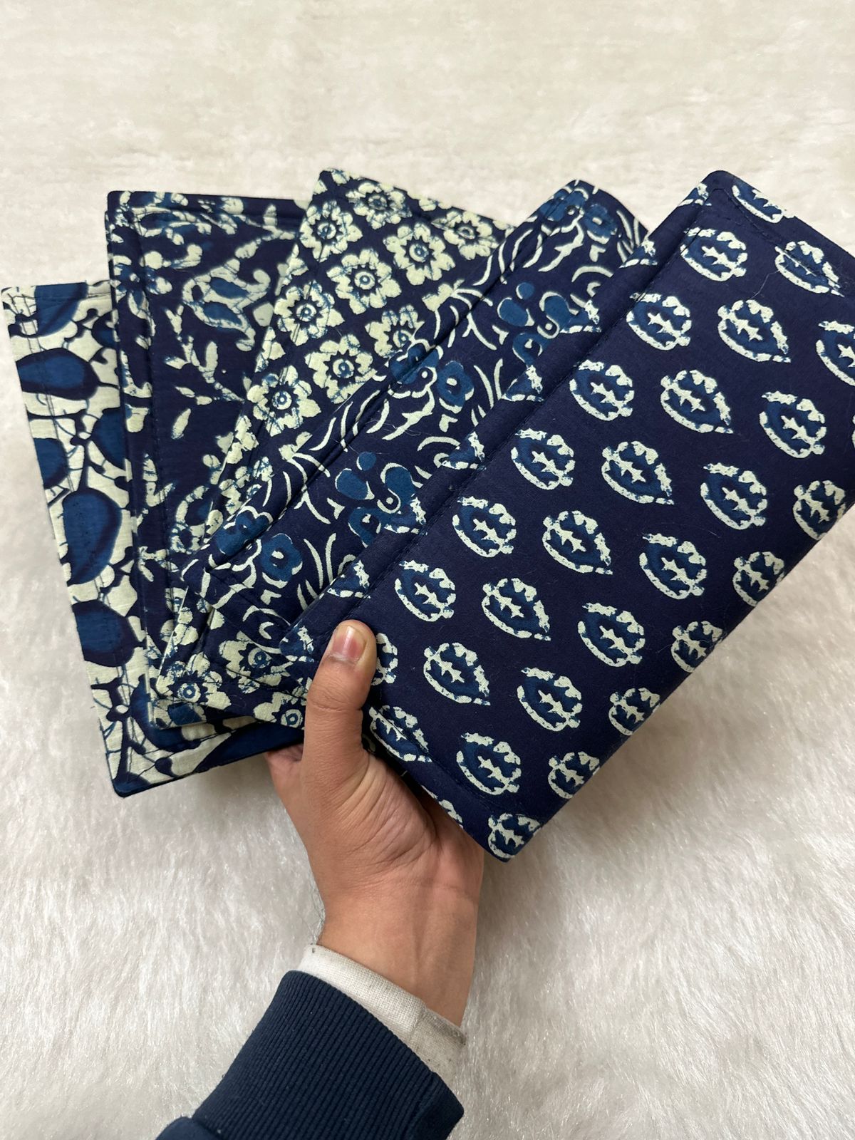 Indigo Block Print Clutch Bags For Gifts