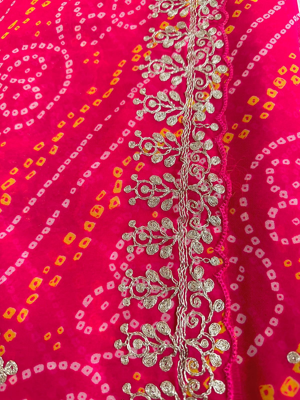 traditional bandhani embroidered party wedding wear saree