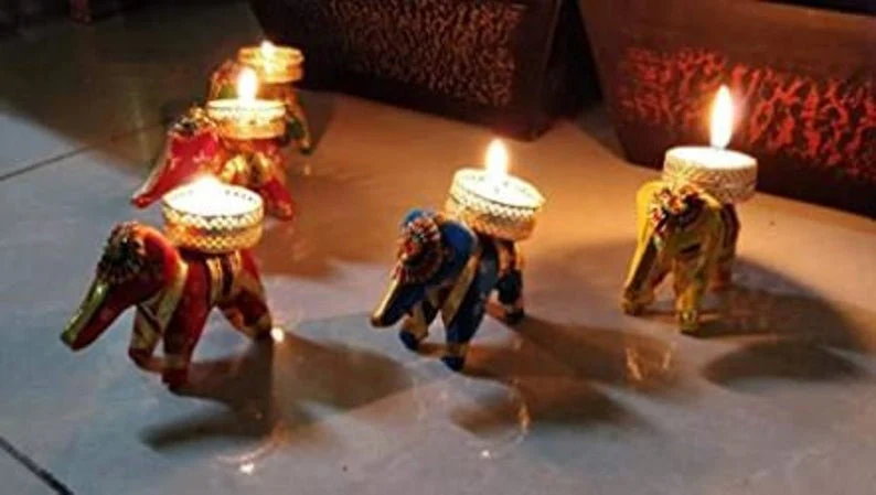Elephant T-Light Candle Holders, Wedding Favor, Diwali Gifts, Return Gifts For Guests