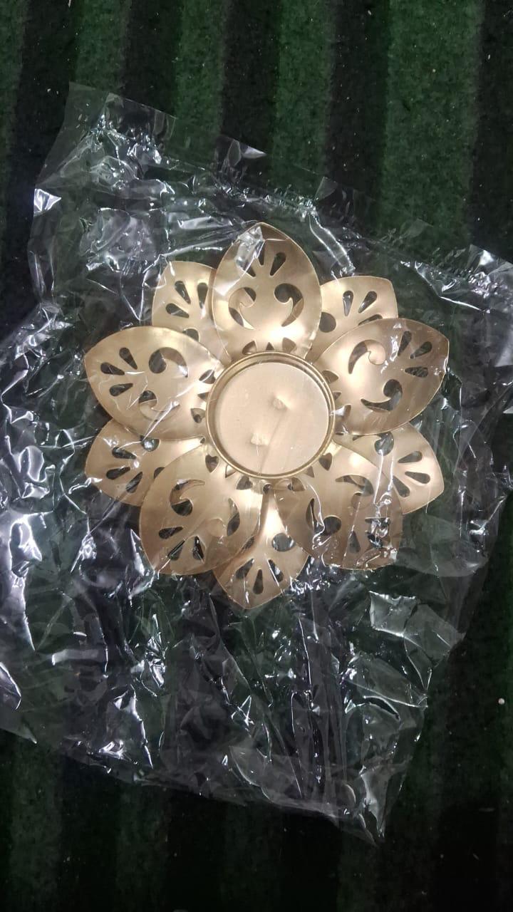 Metal Lotus T-Light Candle Holders Christmas Gifts, Diwali Pooja Return Gifts