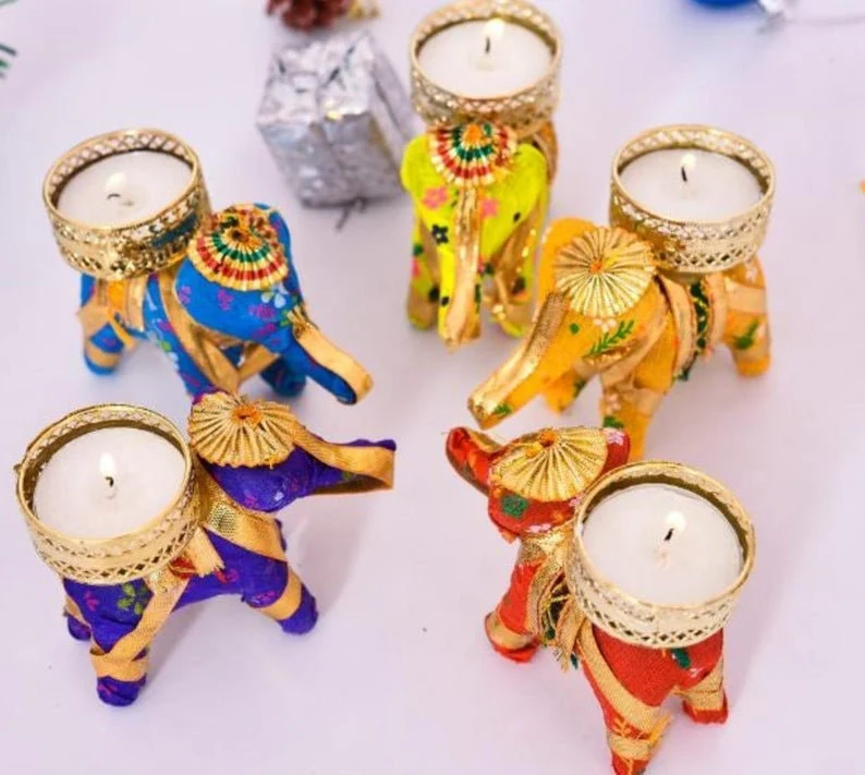 Elephant T-Light Candle Holders, Wedding Favor, Diwali Gifts, Return Gifts For Guests