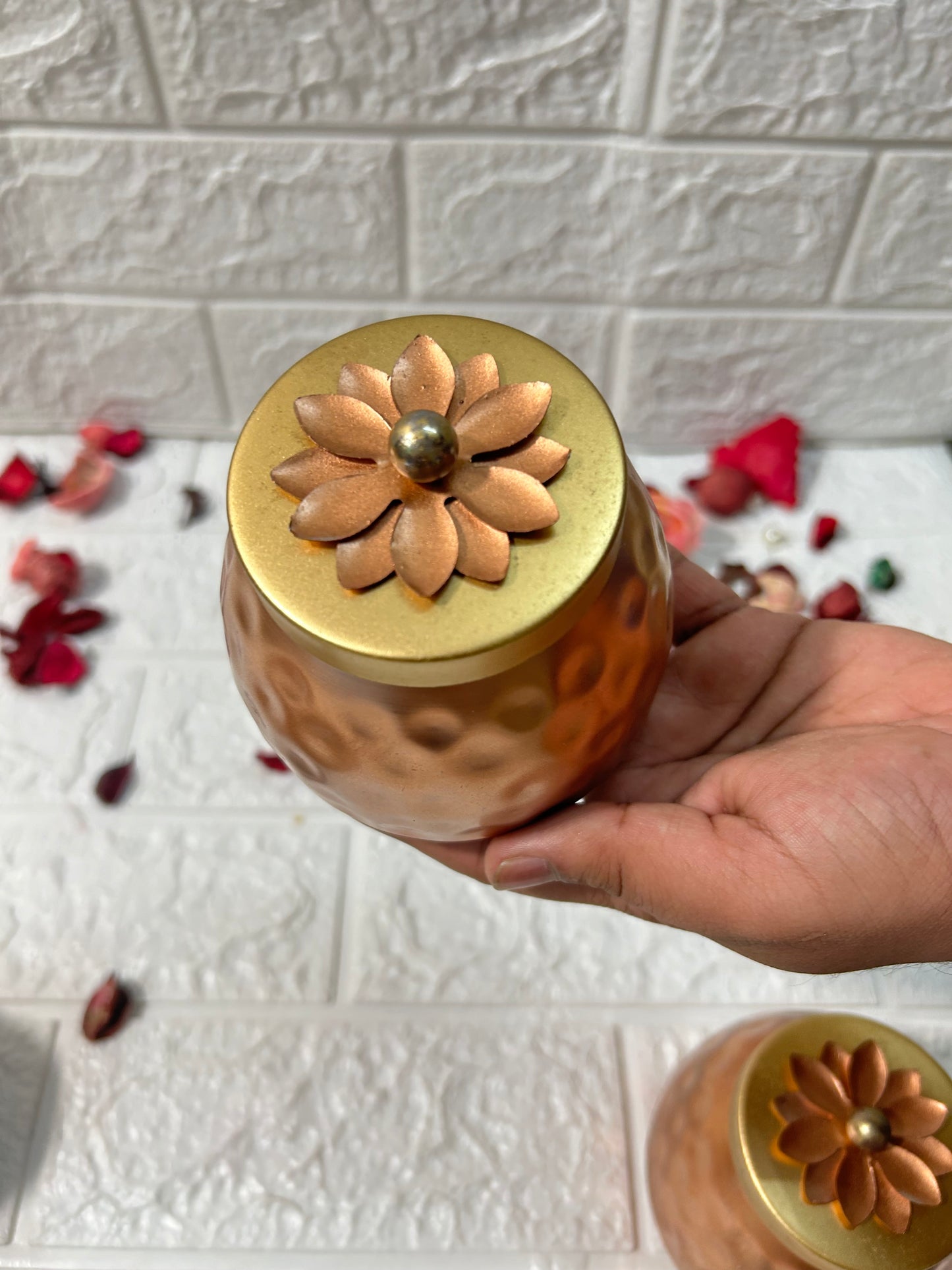 Golden Hammered Jar Chocolate Dry Fruit Box Diwali Gifting Boxes For Guests
