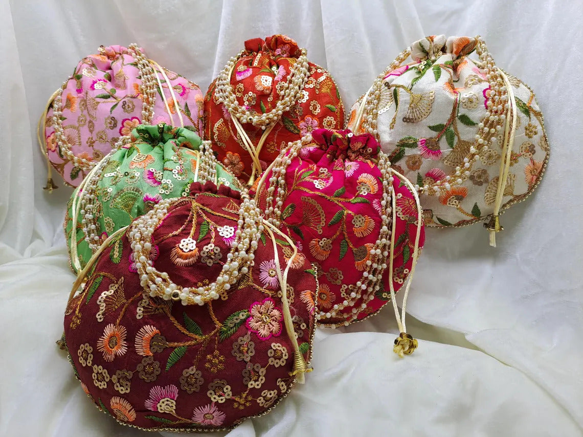 mehndi sangeet gifts for guests bulk potli bags