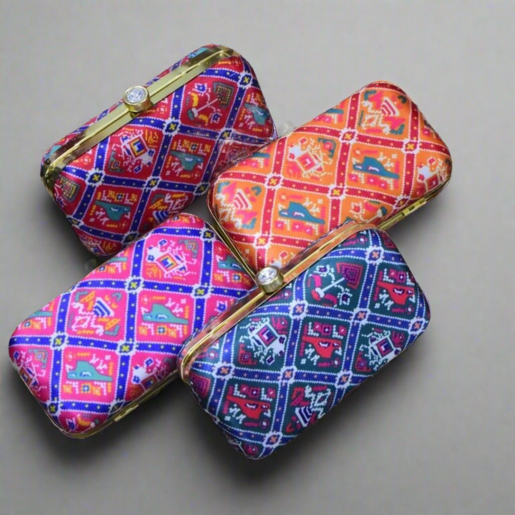 patola print clutch bags