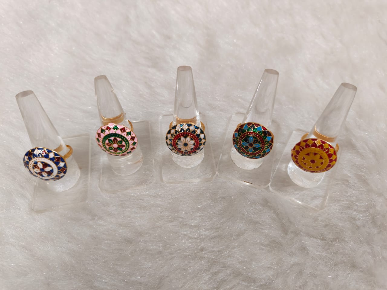 Meenakari Rings For Mehendi Wedding Favors, Bridesmaid Cocktail gifts