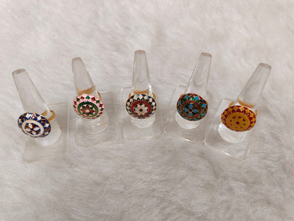 Meenakari Rings For Mehendi Wedding Favors, Bridesmaid Cocktail gifts