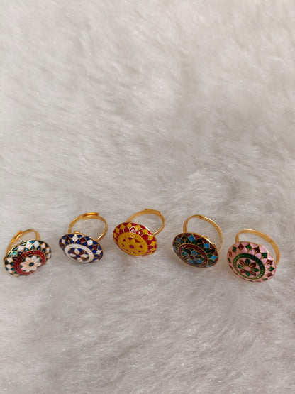Meenakari Rings For Mehendi Wedding Favors, Bridesmaid Cocktail gifts