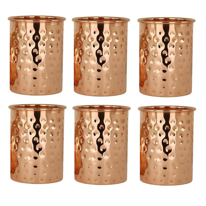 100% Pure Copper Hammered Tumbler 300ml | Ayurvedic Drinking Glass | Return Gifts