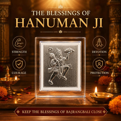 German Silver 4 Inch Hanuman Ji Photo Stand For Puja Gifts, Indian Return Gifts For Guests