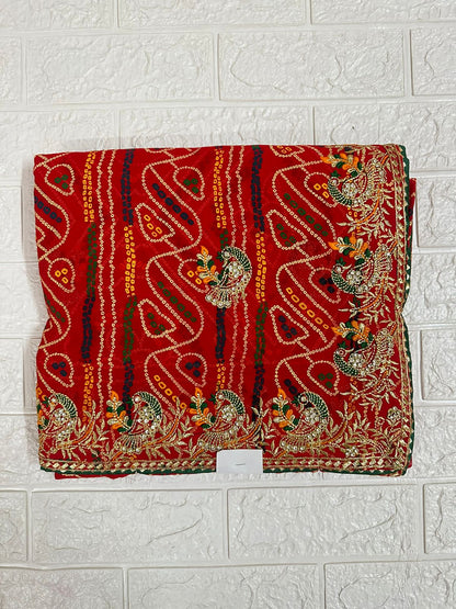 Bandhej Saree Traditional Puja Wear Saree