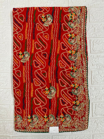 Red Bandhej Traditional Rajasthani Saree