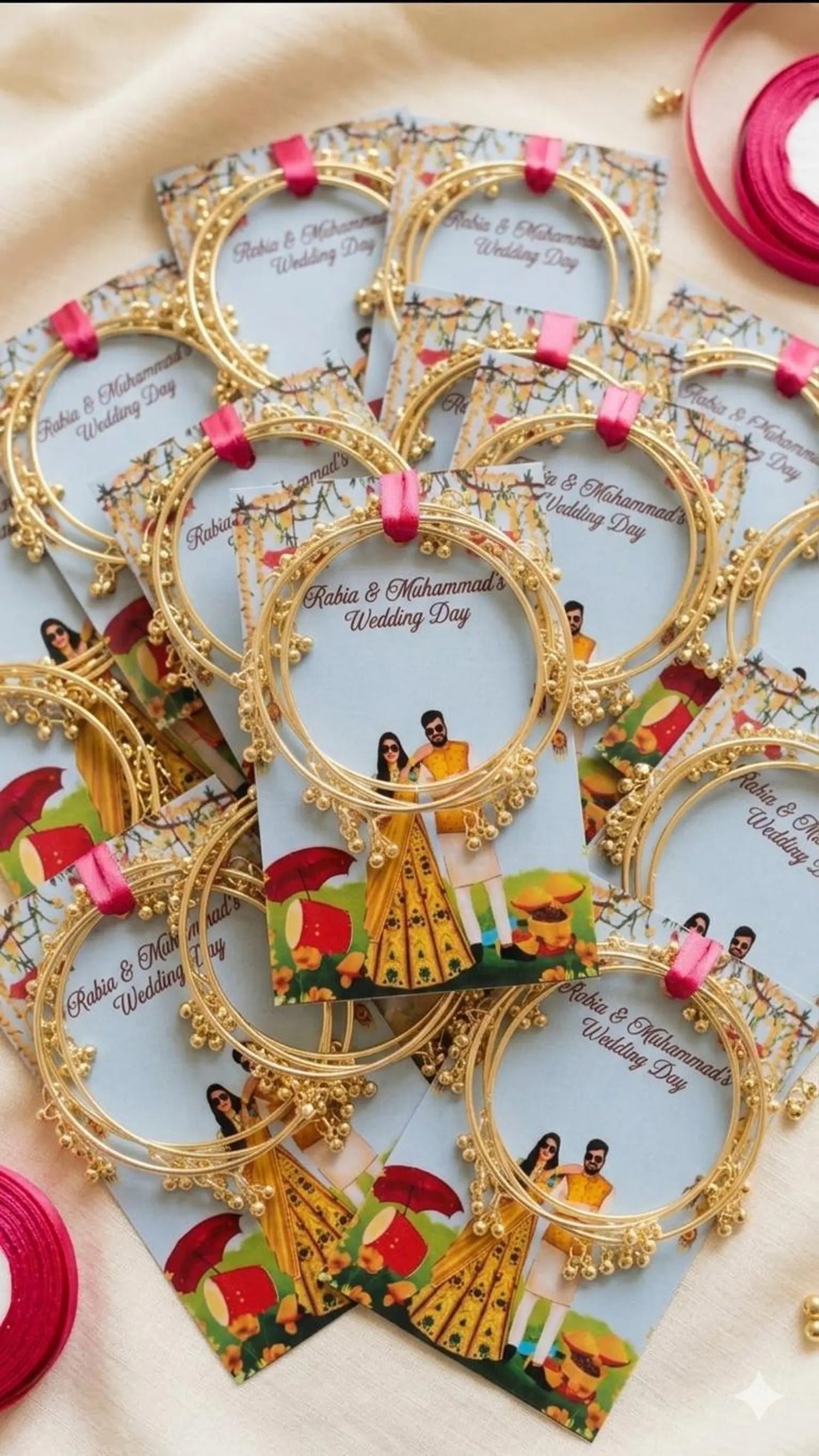 Personalized Indian Wedding Favors, Custom Bangles with Ghungroo, Mehendi Giveaways, Nikah Haldi Ceremony Favors