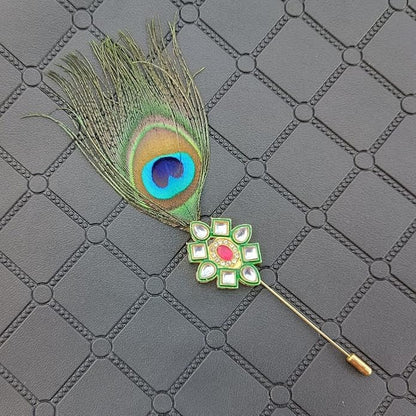 Baraat Swagat Gifts Kundan Brooch Peacock Feather Brooch Gifts For Guests