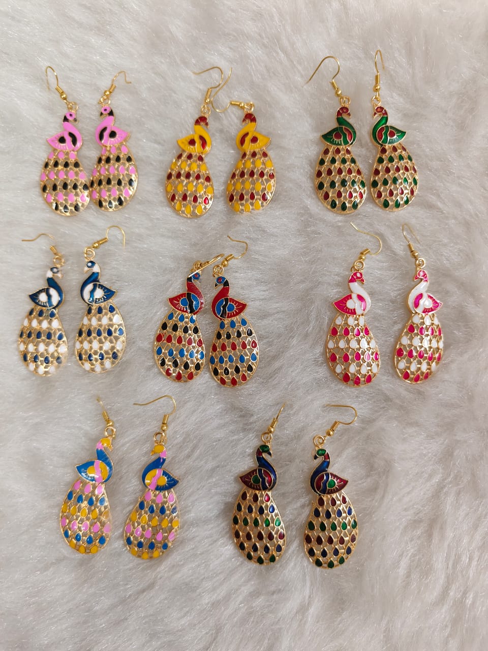 Peacock Meenakari Multicolor Earrings, Mehendi Favours, Return Gifts