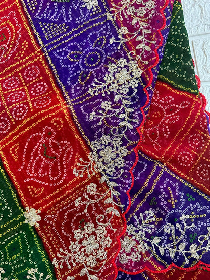 Bandhani Chiffon Embroidered Party Wedding Wear Designer Saree