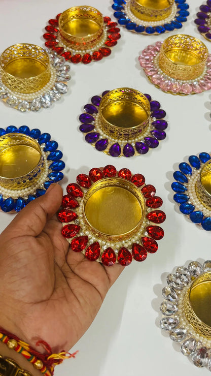 Stone Work Candle Holders, Diwali & Christmas Gifts, T-Light Candle Holders