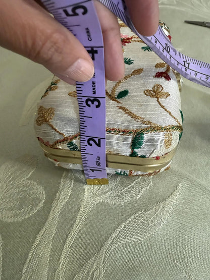 Elegant beige clutch Ideal for wedding favors, bridesmaid gifts & women’s return gifts.