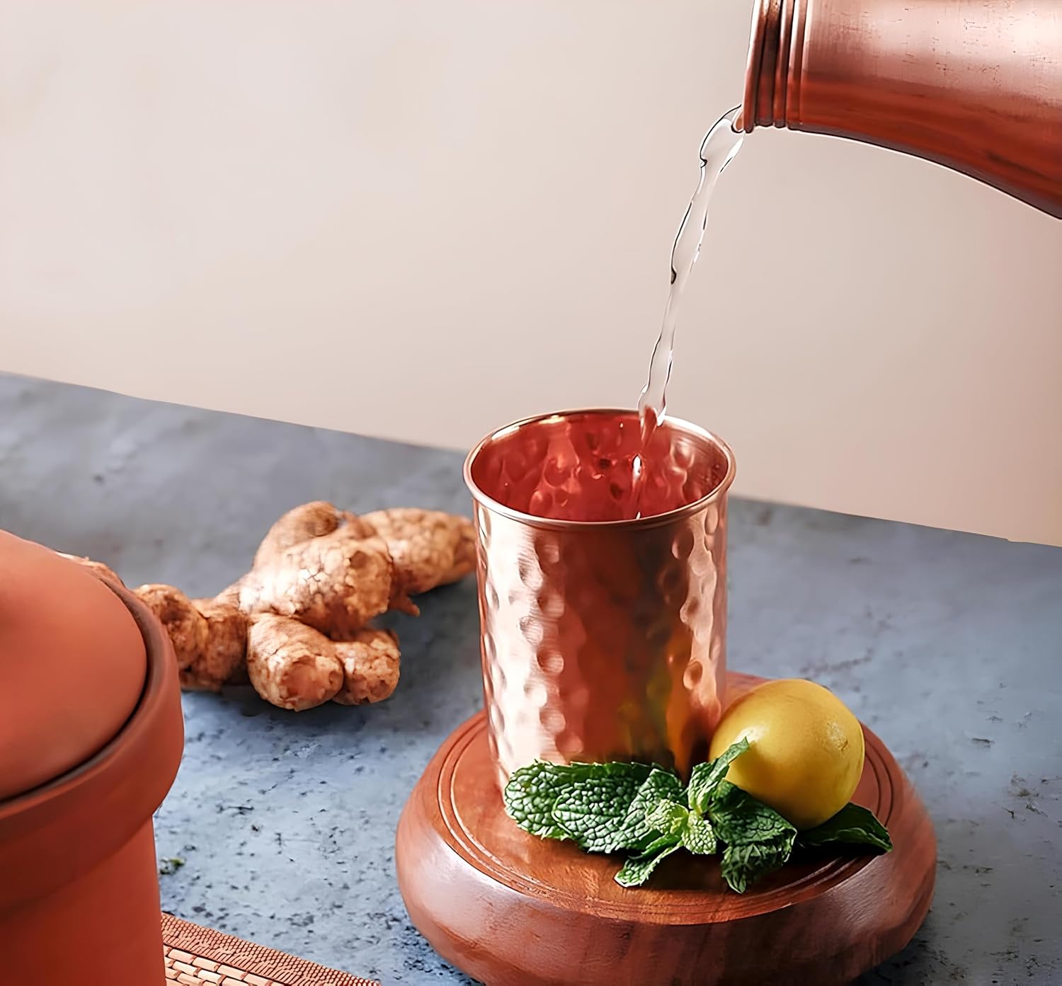 100% Pure Copper Hammered Tumbler 300ml | Ayurvedic Drinking Glass | Return Gifts