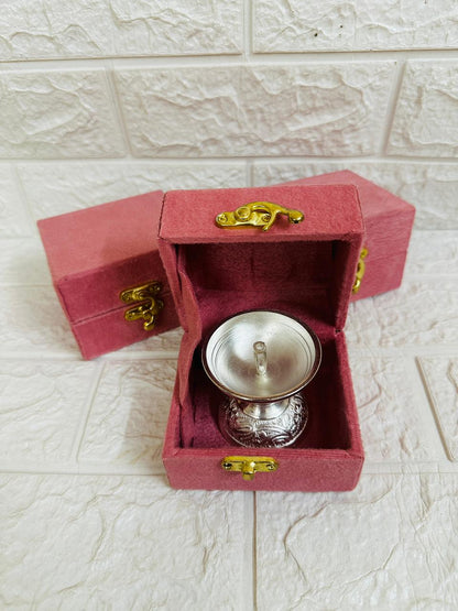 German Silver Diya, Oil Deepam With Box Packing For Gifts