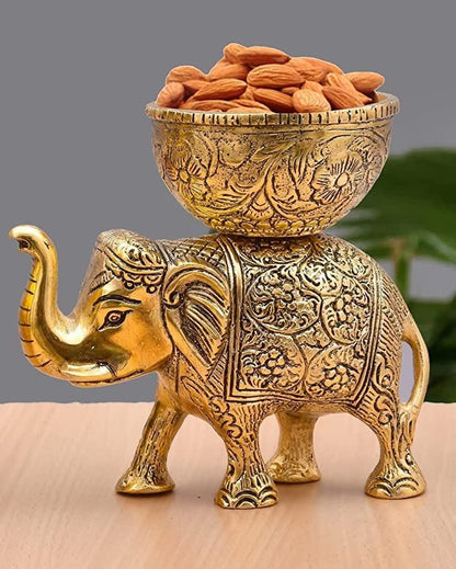 Metal Elephant Dryfruit Bowl Wedding, Puja, Housewarming Return Gifts