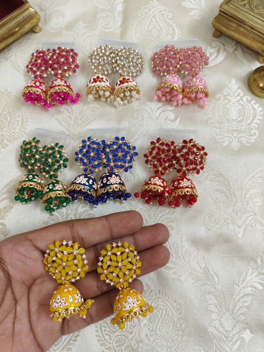 Meenakari Floral Earrings, Mehndi Favours, Return Gift For Women's