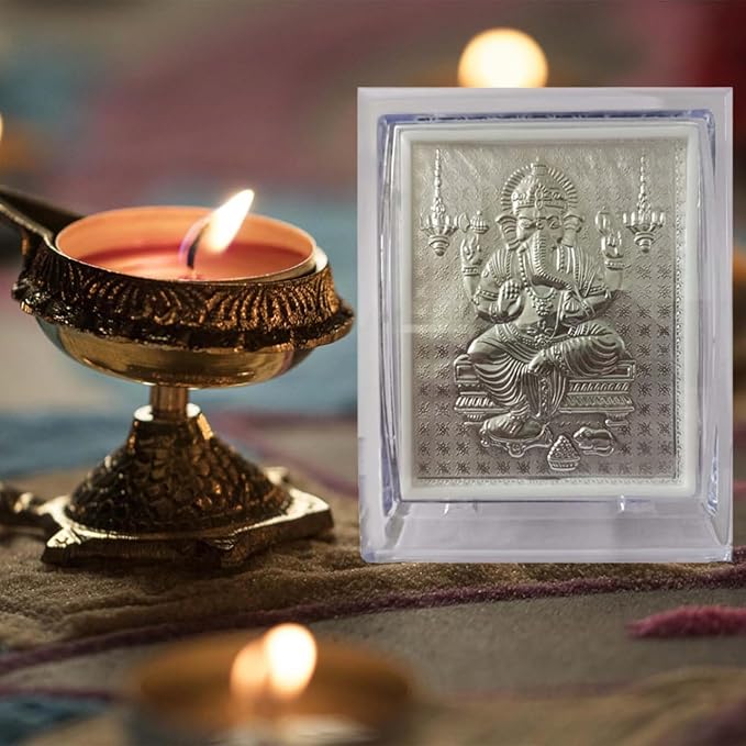 Ganesh German Silver Frame Housewarming, Puja Gifts, Return Gift For Guests