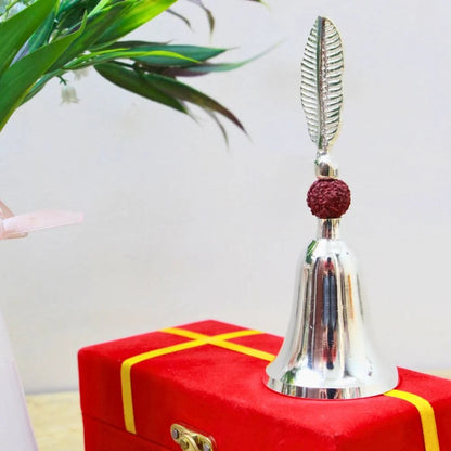 German silver puja bell Ideal for return gifts, housewarming, wedding favors & puja gifts.