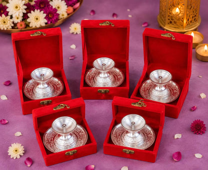 German Silver Diya With Plate For Wedding, Housewarming Return Gifts