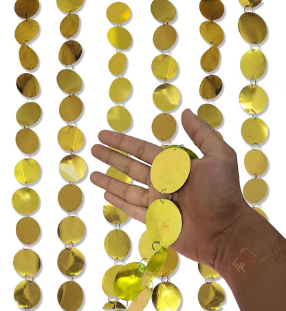 Golden Shiny Round Sequin Hanging for Decoration 
